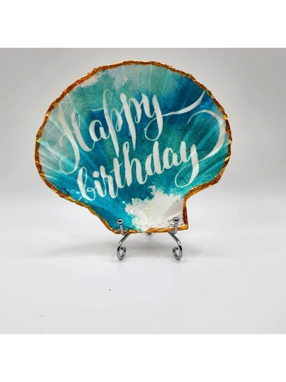 Decoupage Scalloped shell Happy Birthday Shell